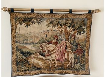 Beautiful French Courtesan Tapestry With Gold Display Rod
