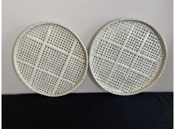 2 Round Rattan Wall Hangings