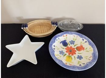 Assorted Lot Of Baskets + Dishes