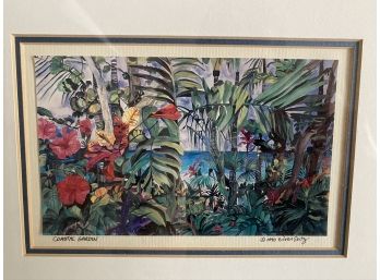 Signed Print By Eileen Seitz 'Coastal Garden' 1990