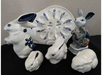 Collection Of 6 Compatible Blue And White Rabbits