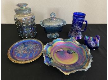 Lot Of Carnival Glass- 8 Pieces