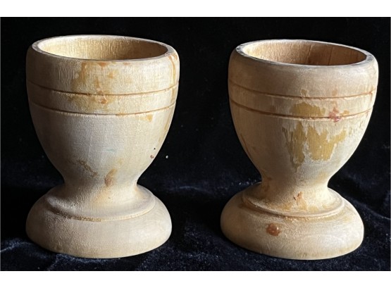 Pair Of Wooden Egg Cup Holders
