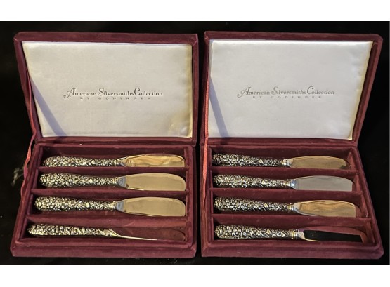 American Silversmiths Ornate Handle Boxed Set Hors D'ouvres Knives
