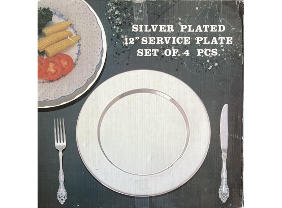 4Pc Silver Plated 12' Service Plate Set NIB