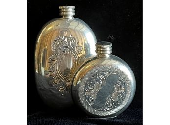 2 Vintage English Pewter Flasks By E. Blyde & Co.
