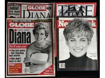Vintage Princess Diana Magazines Incl. Newsweek, Time, & Globes