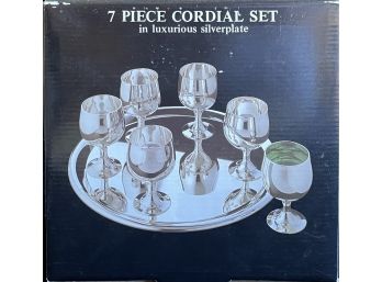 7 Piece Cordial Set In Luxurious Silverplate  NIB Godinger Silver New York