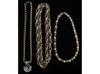 3pc Assorted Collection Of Costume Necklaces Incl. Monet & More