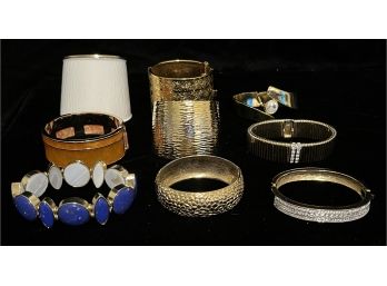 8pc Collection Of Assorted Costume Cuff Bracelets Incl. Monet