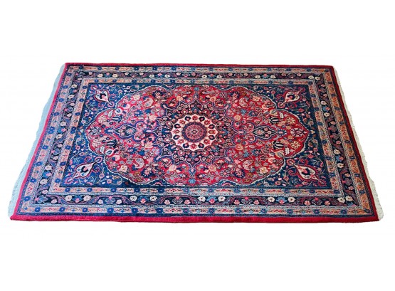 Very Fine Vintage Wool Area Rug With Vibrant Reds
