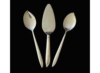 3 Pc Sterling Lot With 2 Spoons & 1 Stainless Steel Sterling Handle Mini Spatula 99.9g