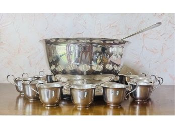 Large Gorham Silver Plated Punch Set With Ladle