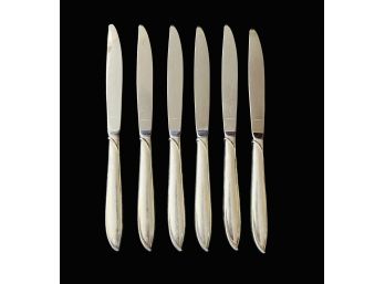6 Pc International Sterling Silver Rhythm Knives With Stainless Blades & Sterling Handles 386.4g