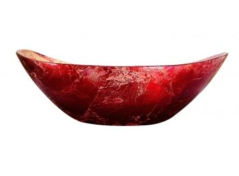 Red & Gold Art Glass Bowl By Franco Made In Italy