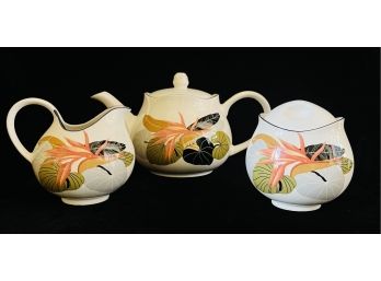 Vintage 1986 Korean Sango The Larry Laslo Collection Maui 7001 Teapot With Sugar  & Creamer