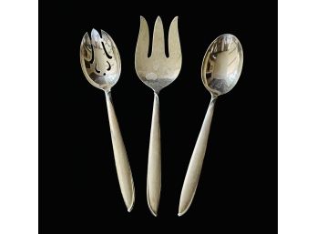 3Pc International Sterling Silver Rhythm 3 Large Serving Spoons 1 Fork  229.3g