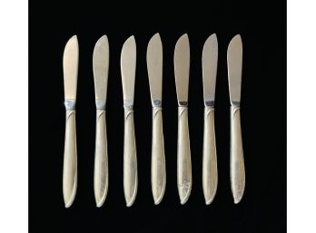 7 Pc International Sterling Silver Rhythm Hors D'Oeuvres Knives 1 Damaged 227.8g