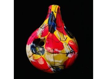 Lovely Multicolored Hand Blown Art Glass Vase