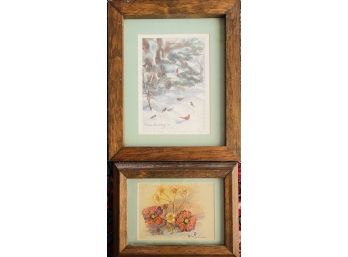 2 Pc Signed Framed  Wall Art With 1979 'Winter Companions' By Meleta Foresberge
