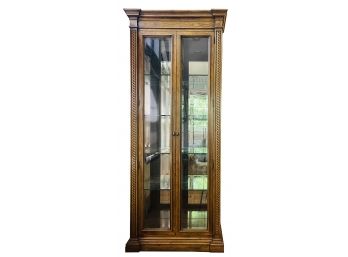 Traditional Style Lighted Curio Cabinet With Mirrored Back