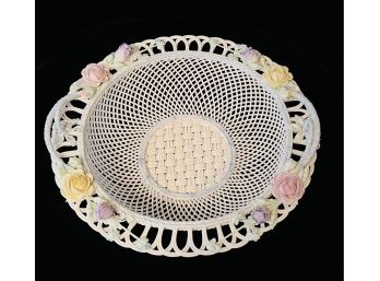 Incredible Delicate Vintage Belleek Lily Basket Flowered Impressed Pad Mark