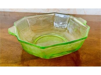 Green Depression Glass Bowl With Handles