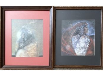 2pc Framed Native American Art Incl. White Shell Woman