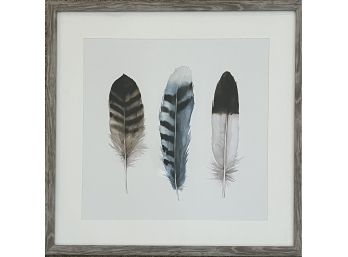 3 Feather Watercolor Wall Art 20' X 20'