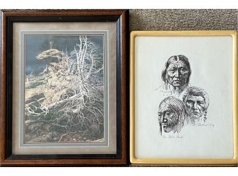 2pc Collection Of Framed Native American Art Incl. Prayer For The Wild Things By Bev Doolittle