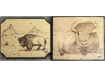 2pc Collection Of Handmade Wood Artwork By L.d. Wooldridge