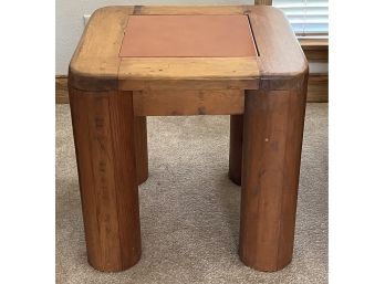 Wooden Side Table W/ Wide Circular Legs