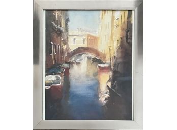 19' X 23' Framed Canal Watercolor Art