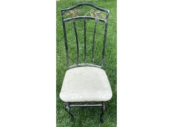 Metal Outdoor Patio Chair W/ White Upholstered Seat