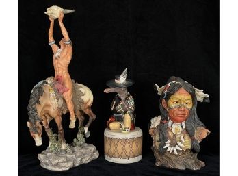 3pc Collection Of Native American Decorative Figurines