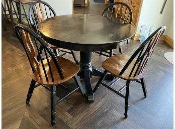 Hand Painted Wooden Dining Room Table W/ 4 Chairs