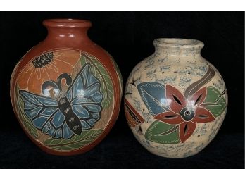 2pc Costa Rica Stoneware Decorative Vases