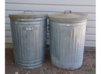 Lot Two Galvanized Trash Cans