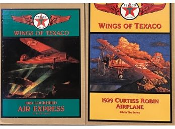 2pc Collection Of Wings Of Texaco Planes Incl. Lockheed Air Express & Curtis Robin Airplane