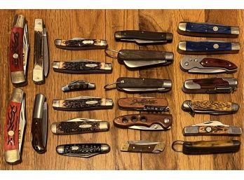 Large Assorted Collection Of Pocket Knives Incl. Ka-bar & More