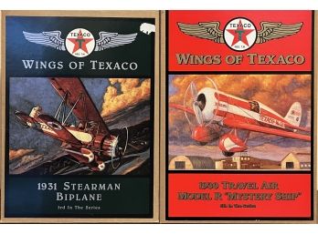 2pc Collection Of Wings Of Texaco Planes Incl. Stearman Biplane & Model R Mystery Ship