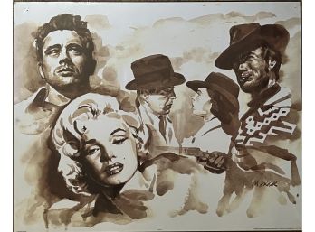 2pc Collection Of Marilyn Monroe & Old Hollywood Framed Sketches