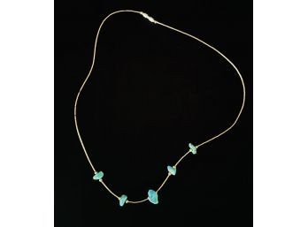 Native American Silver Tube Bead & Turquoise Necklace