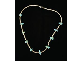 Shell Beads & Turquoise Necklace