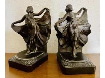 Wonderful Art Deco Bronze Ladies Book Ends