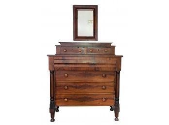 Antique Empire Mahogany & Rosewood Chest Of Drawers & Mirror