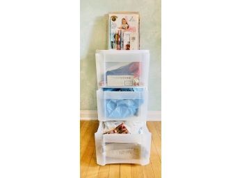 3 Drawer Plastic Chest With Knitting & Crochet Supplies
