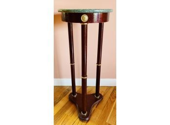 Marble Top Plant Stand With Wood Base