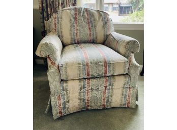 Custom Made Sherrill Club Chair With Striped Brocade See Notes
