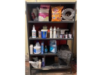 Metal Shelf With All Contents Including Baking Soda, Dawn Dish Soap And More
